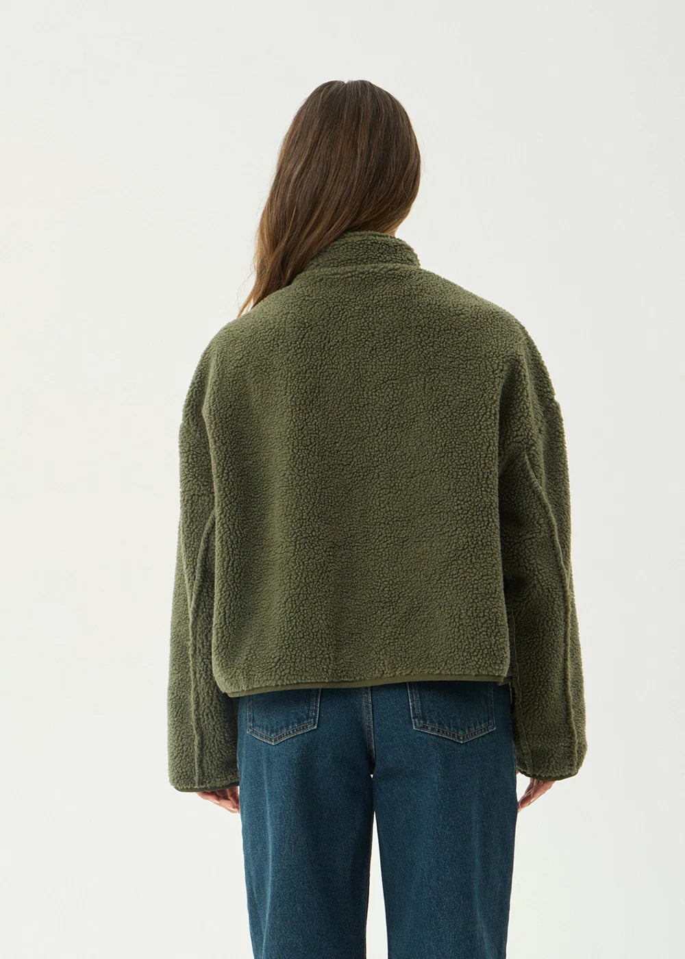 AFENDS Womens Berlin - Reversible Polar Fleece Jacket - Deep Olive