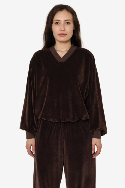 VLR56GD - Garment Dye Velour V-neck Sweatshirt