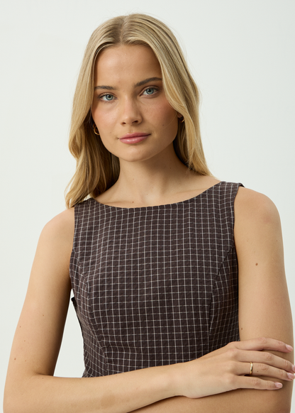 AFENDS Womens Lux -  Mini Dress - Chocolate Check