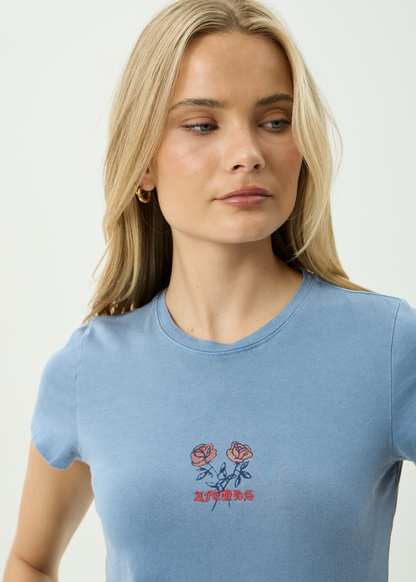 AFENDS Womens Romantics - Baby Tee - Slate Blue