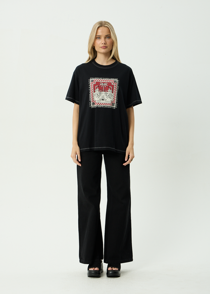 AFENDS Womens Have A Good Day - Oversized Tee - Black