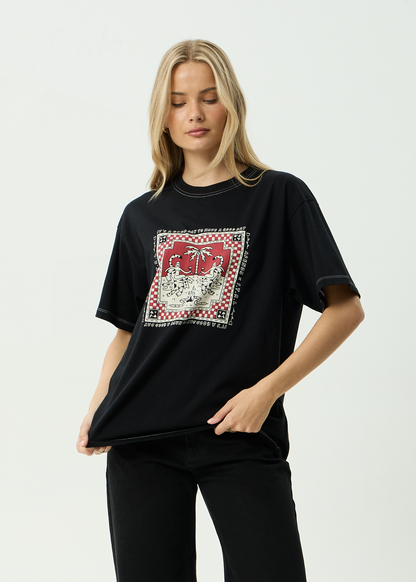AFENDS Womens Have A Good Day - Oversized Tee - Black