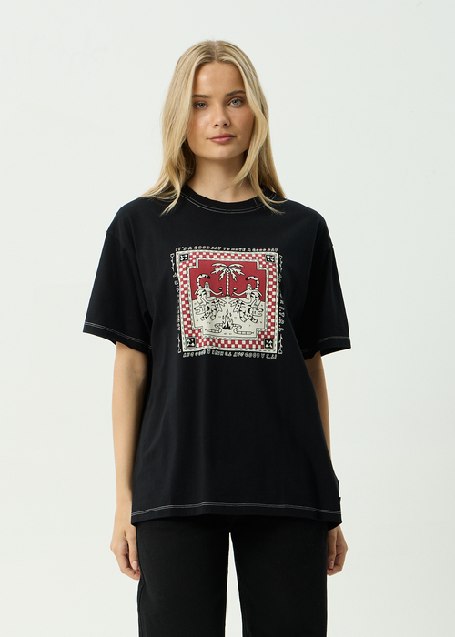 AFENDS Womens Have A Good Day - Oversized Tee - Black