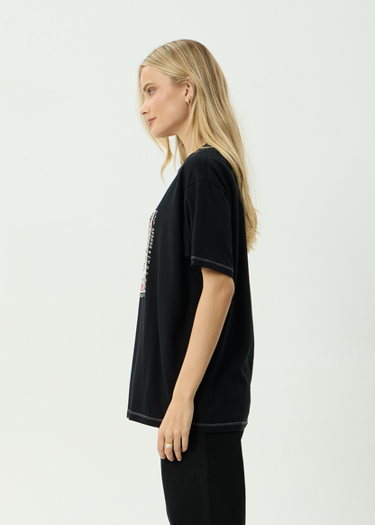 AFENDS Womens Have A Good Day - Oversized Tee - Black