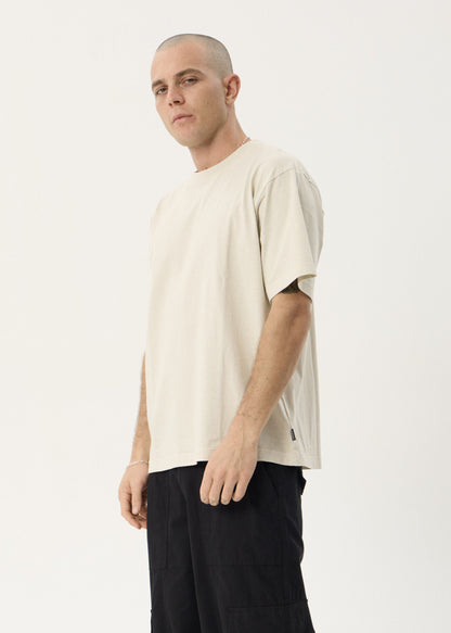 AFENDS Mens Genesis - Heavyweight Boxy Tee - Moonbeam