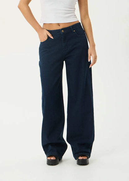 AFENDS Womens Alyra - Low Rise Wide Leg Jean - Ink