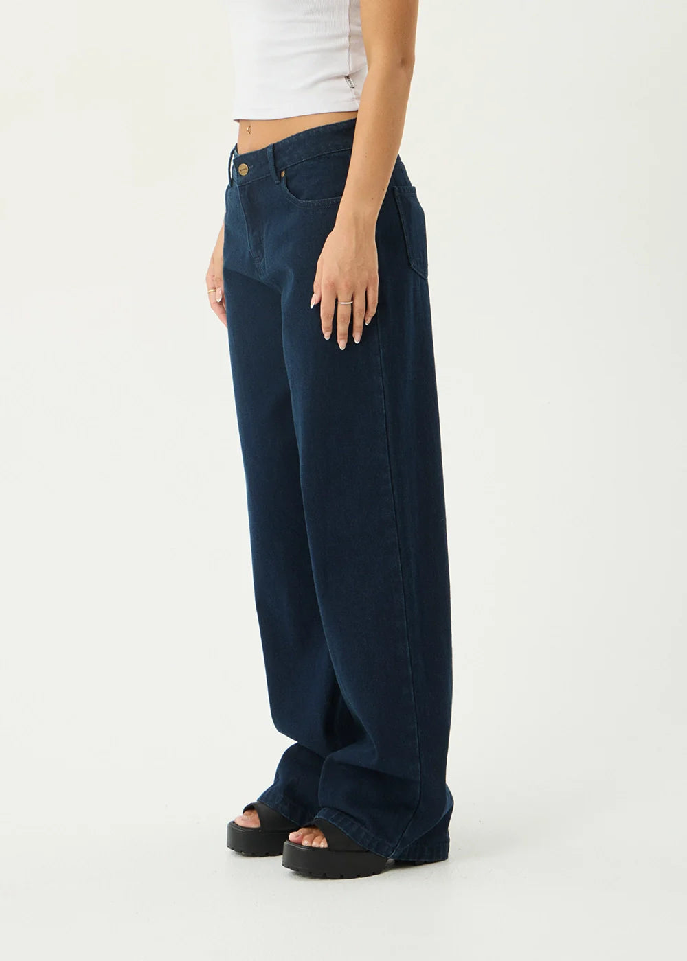 AFENDS Womens Alyra - Low Rise Wide Leg Jean - Ink