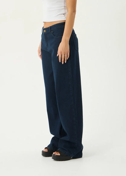 AFENDS Womens Alyra - Low Rise Wide Leg Jean - Ink