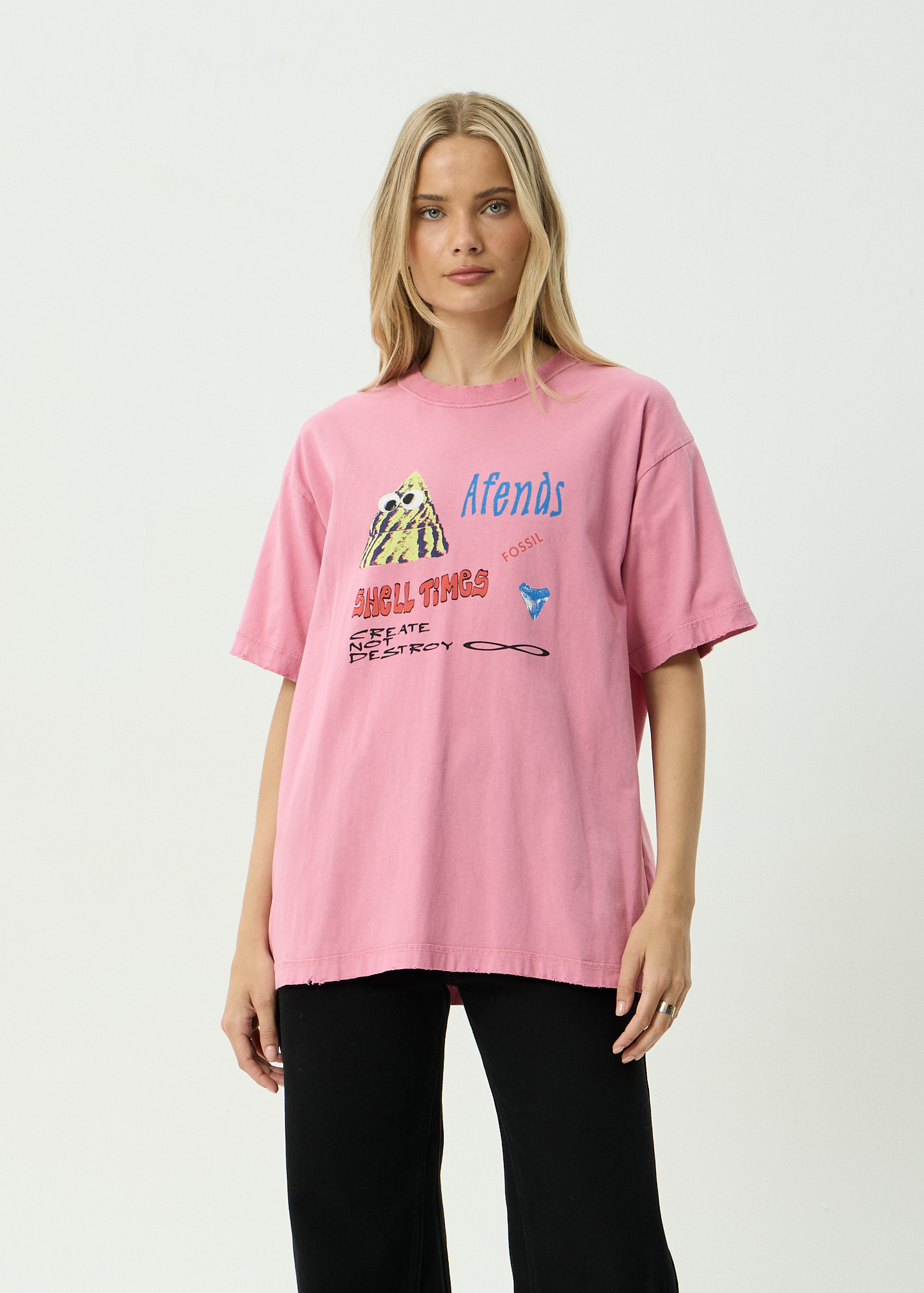 AFENDS Mens Shell Times - Boxy Tee - Washed Marrakesh