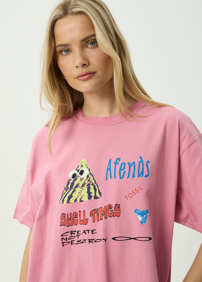 AFENDS Mens Shell Times - Boxy Tee - Washed Marrakesh