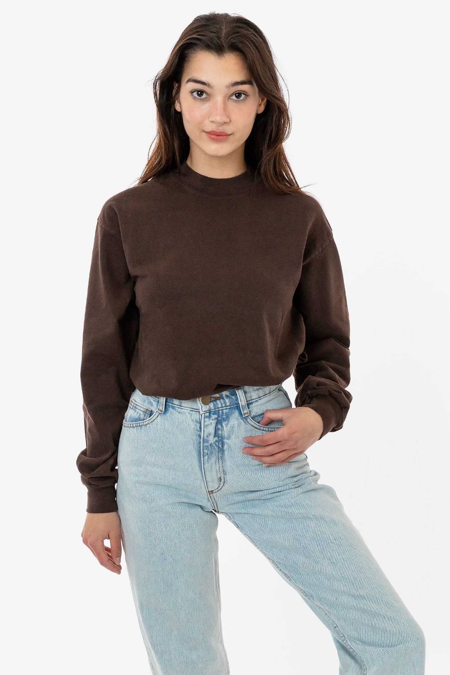 1406GD Unisex - Long Sleeve Garment Dye Mockneck T-Shirt