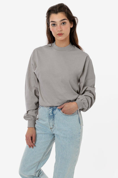 1406GD Unisex - Long Sleeve Garment Dye Mockneck T-Shirt