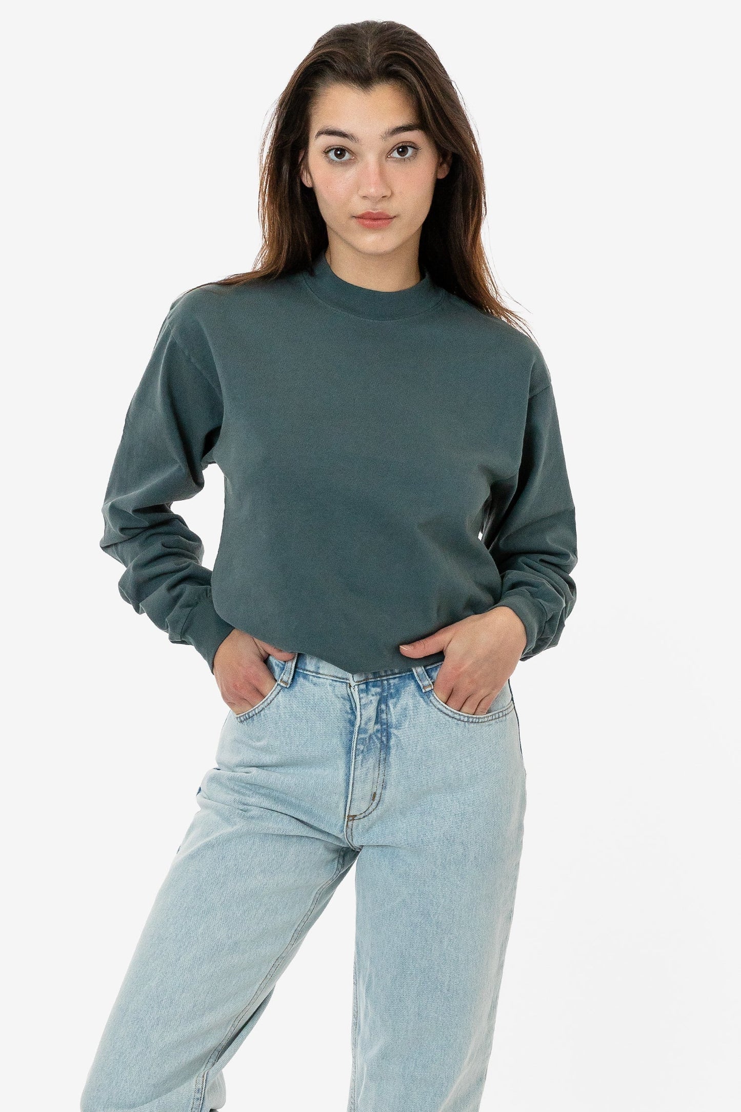 1406GD Unisex - Long Sleeve Garment Dye Mockneck T-Shirt