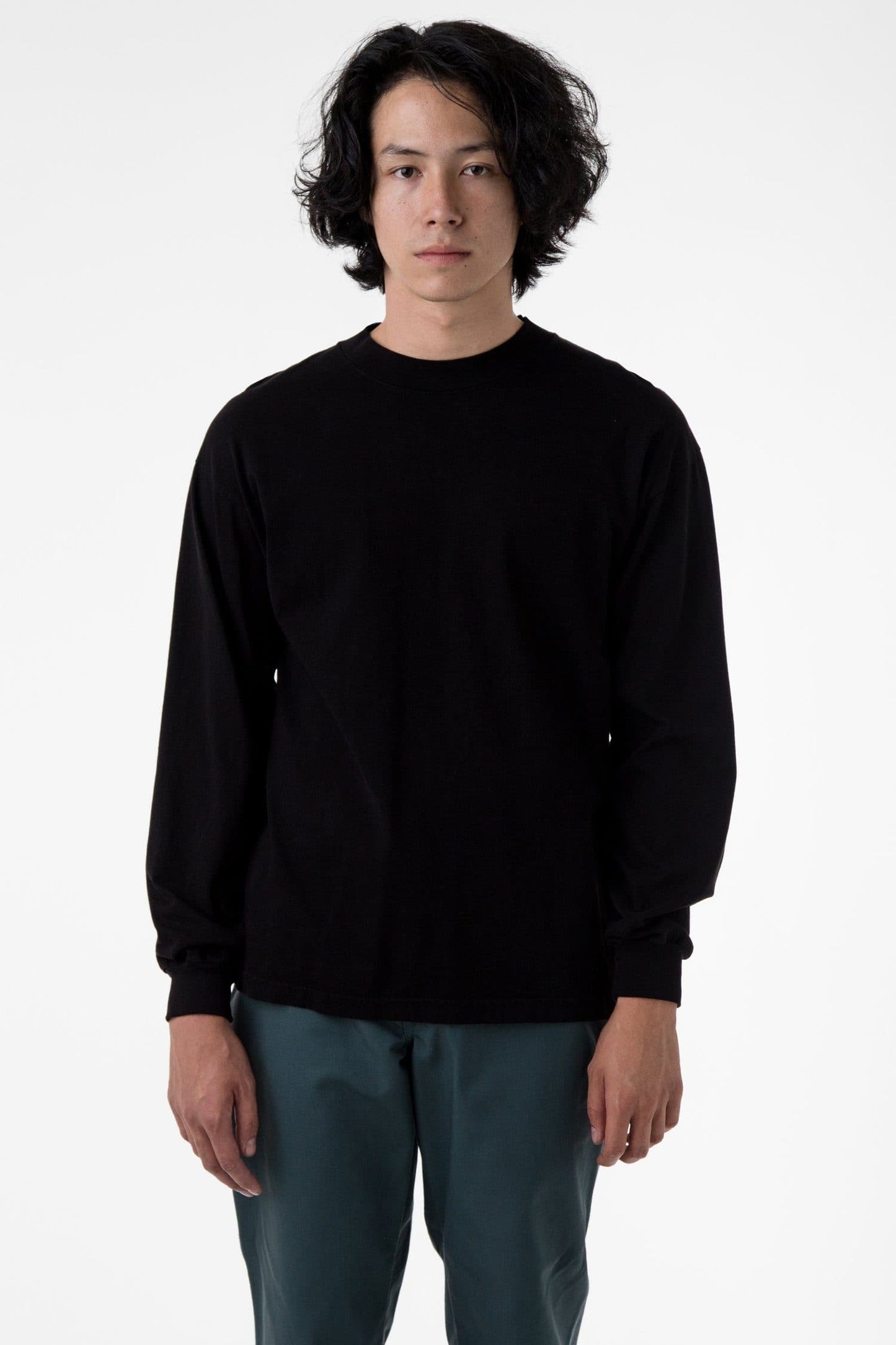 1406GD - Long Sleeve Garment Dye Mockneck T-Shirt
