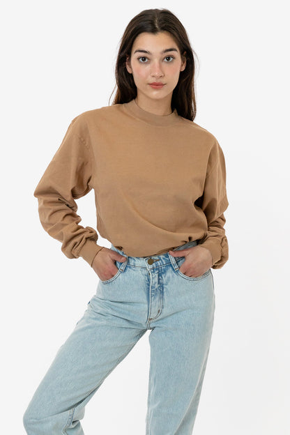 1406GD Unisex - Long Sleeve Garment Dye Mockneck T-Shirt