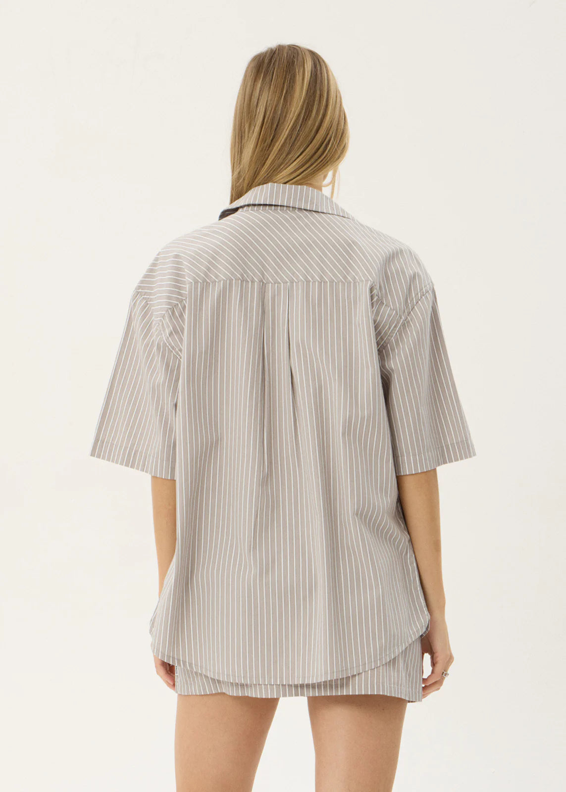 AFENDS Mens Lennox - Short Sleeve Shirt - Olive Stripe