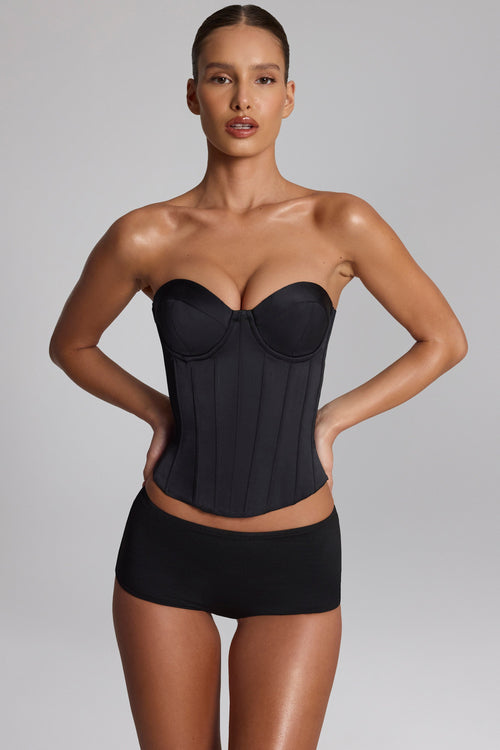 Slinky Jersey Low-Rise Hot Pants in Black