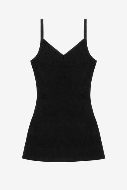 14R317 - 14/1 Rib Spaghetti V-Neck Dress