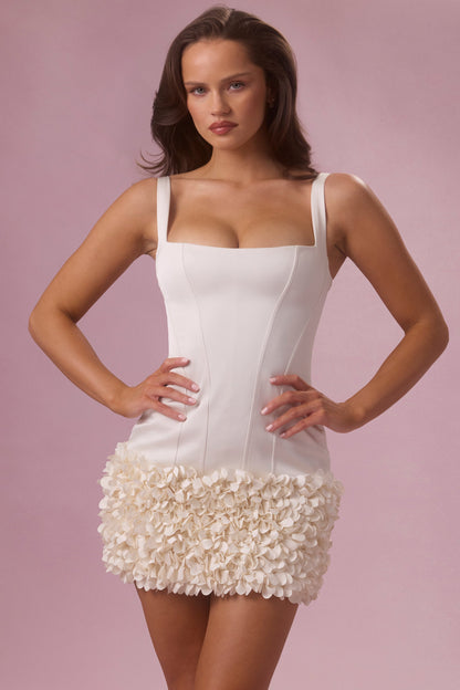 Satin Mini Dress in Pearl