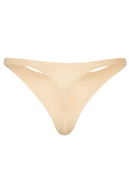 Seamless Knit Thong in Warm Peach