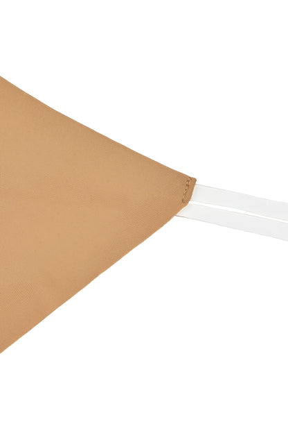 Seamless Knit Clear Strap Thong in Caramel