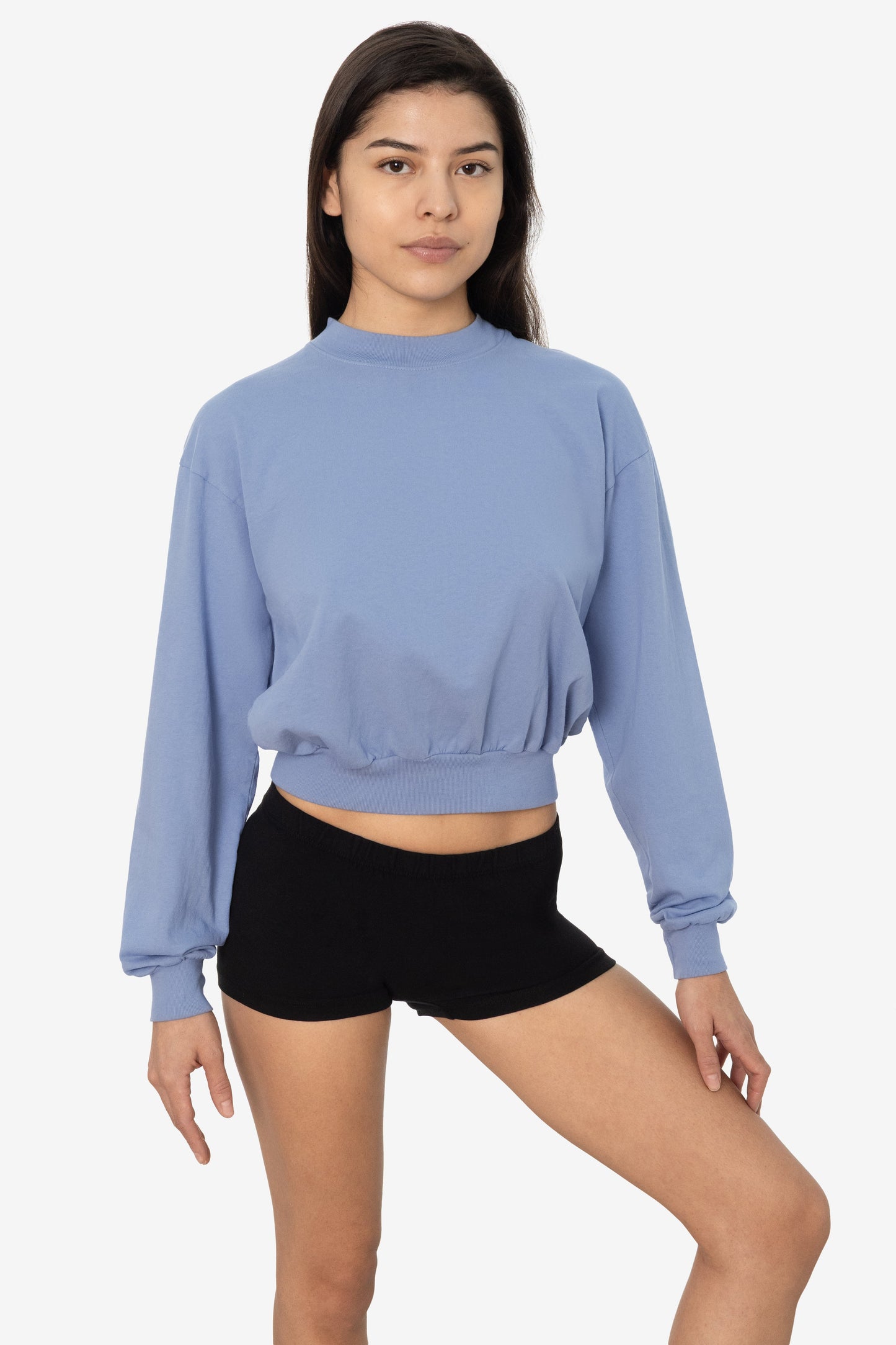 1804GD - Long Sleeve Garment Dye Cropped Mockneck