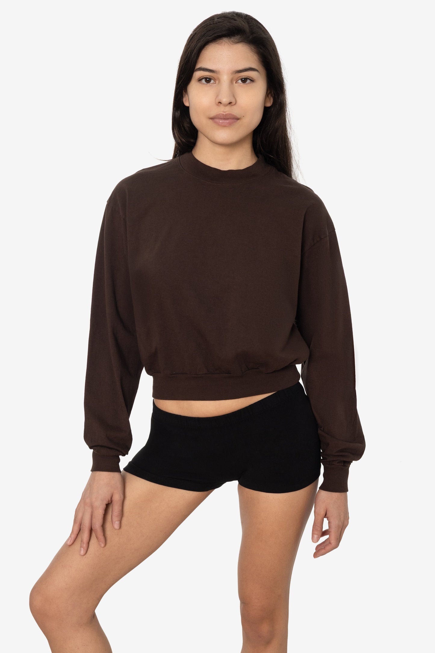 1804GD - Long Sleeve Garment Dye Cropped Mockneck