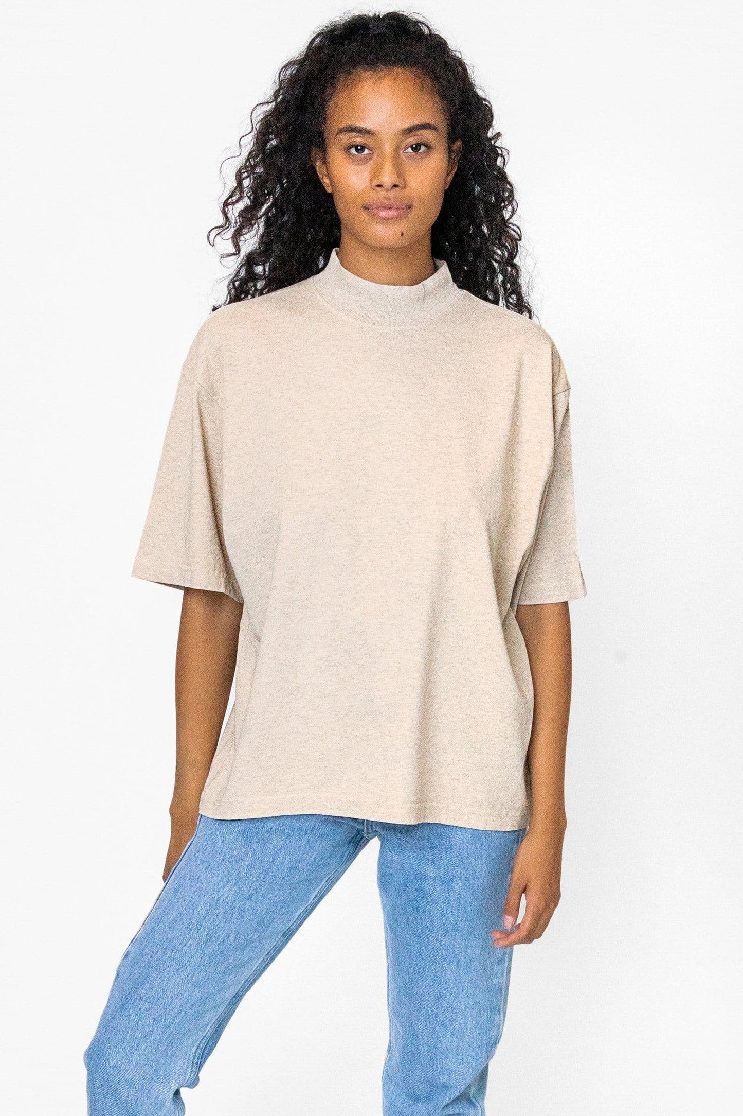 1825GD - Oversized Short Sleeve High Mockneck T-shirt