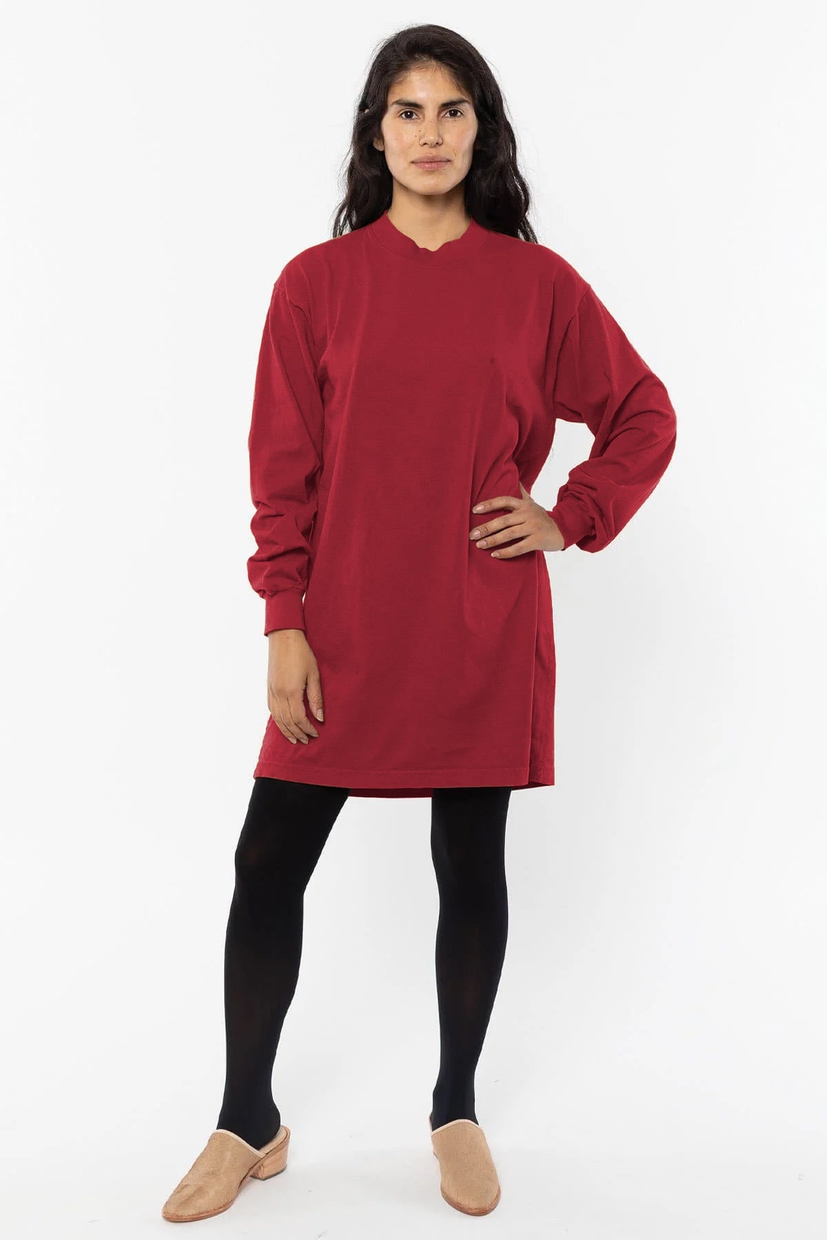 1837GD - Long Sleeve Garment Dye Mockneck Dress