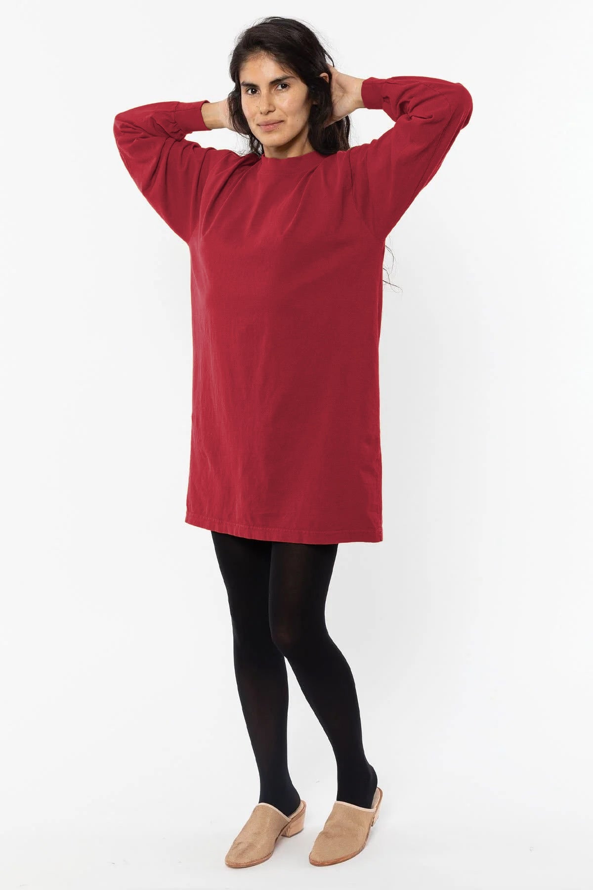 1837GD - Long Sleeve Garment Dye Mockneck Dress
