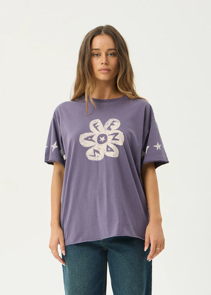 AFENDS Womens Raven - Oversized Tee - Vintage Aubergine