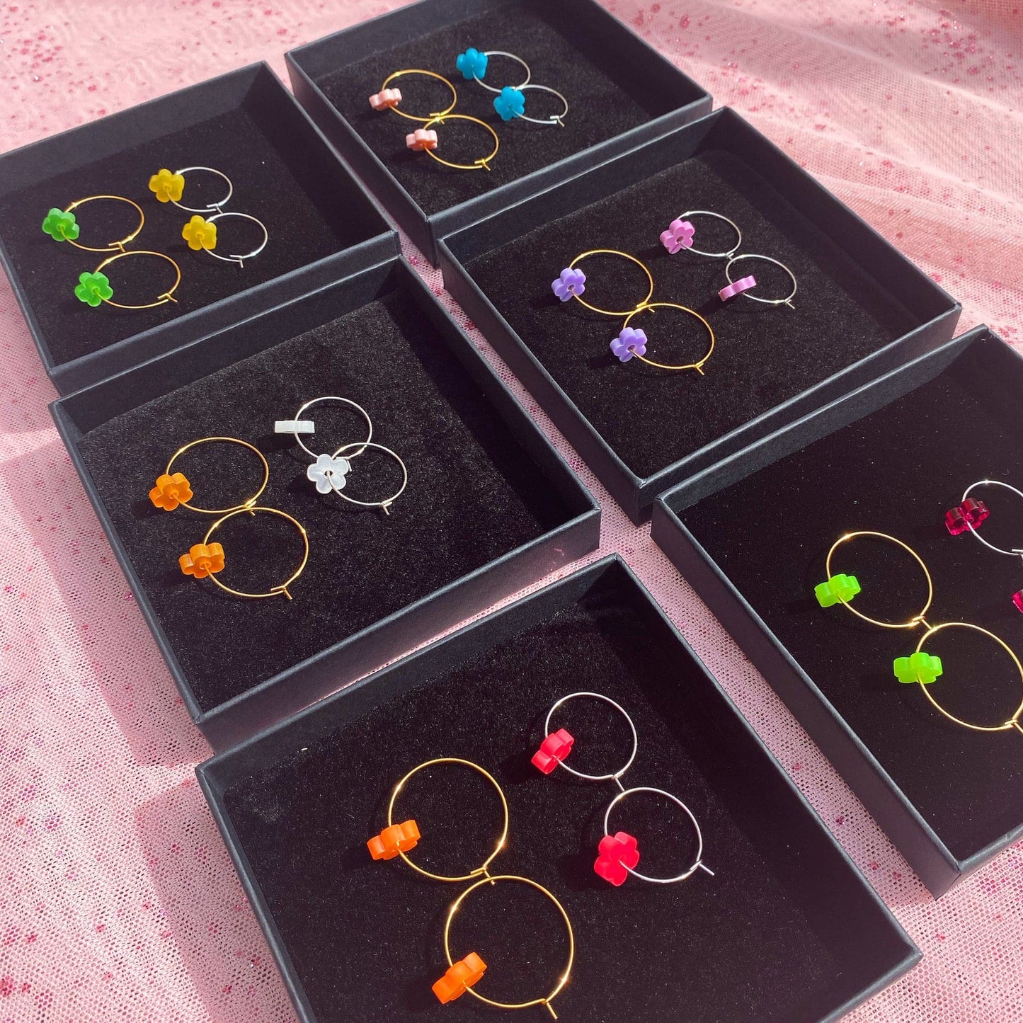 Tangerine Dream Flower Power Hoop Earring Set