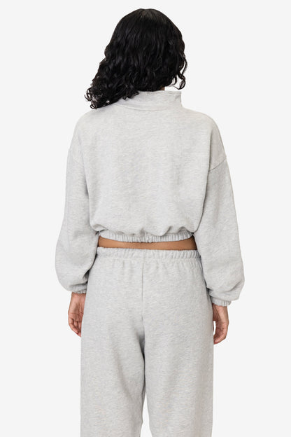 CF396 - Cotton Fleece Half Zip Cropped Pullover