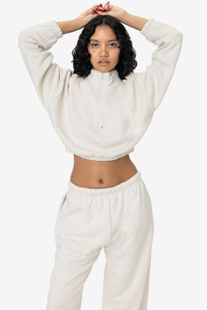 CF396 - Cotton Fleece Half Zip Cropped Pullover