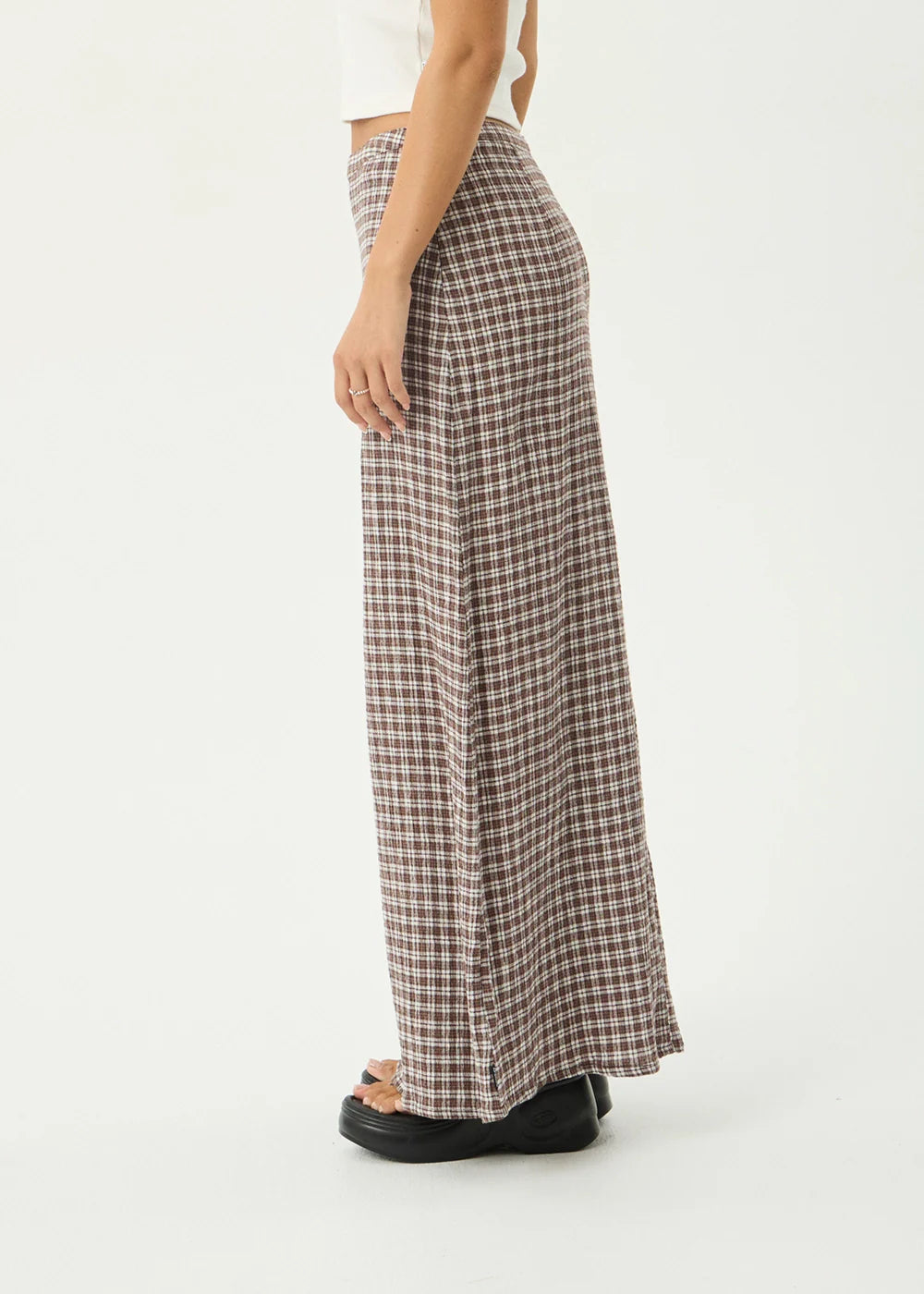 AFENDS Womens Lita - Seersucker Maxi Skirt - Base Coffee Check