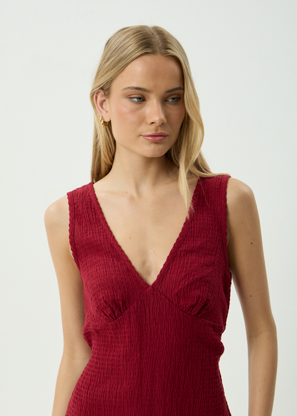 AFENDS Womens Grace -  Seersucker Mini Dress - Burgundy