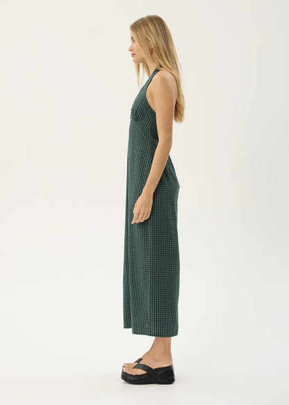 AFENDS Womens Alexa - Seersucker Maxi Dress - Reverb Pine Check