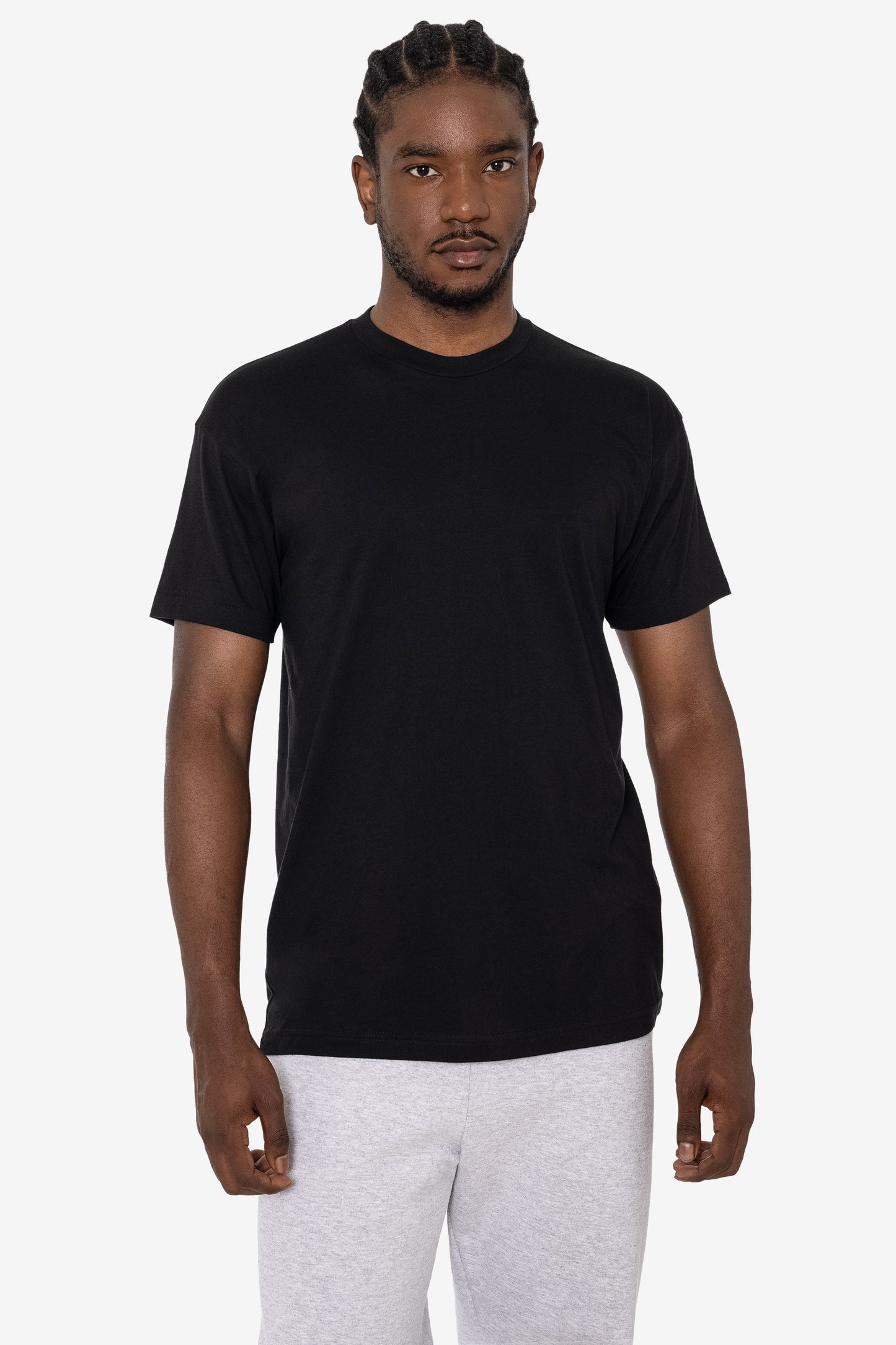 2017MN - 6.0oz Mock Crew Neck Heavy Combed Cotton T-Shirt