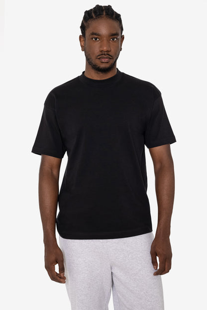 2017MN - 6.0oz Mock Crew Neck Heavy Combed Cotton T-Shirt