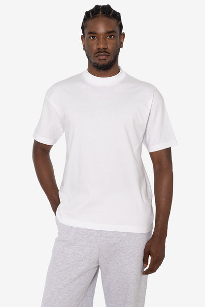 2017MN - 6.0oz Mock Crew Neck Heavy Combed Cotton T-Shirt