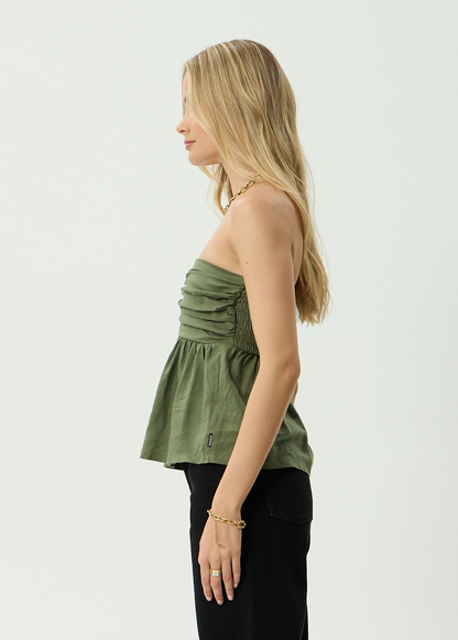 AFENDS Womens Juni -  Strapless Top - Deep Olive
