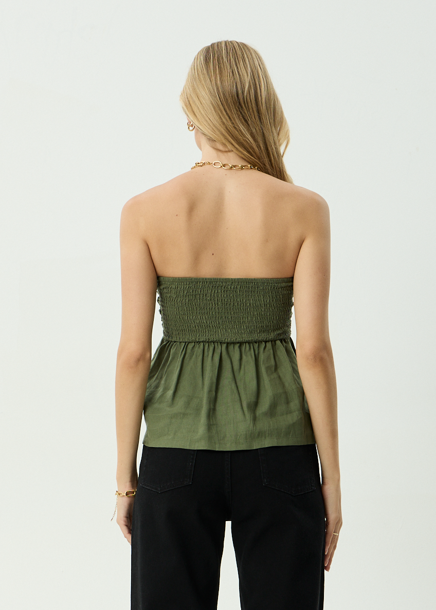 AFENDS Womens Juni -  Strapless Top - Deep Olive