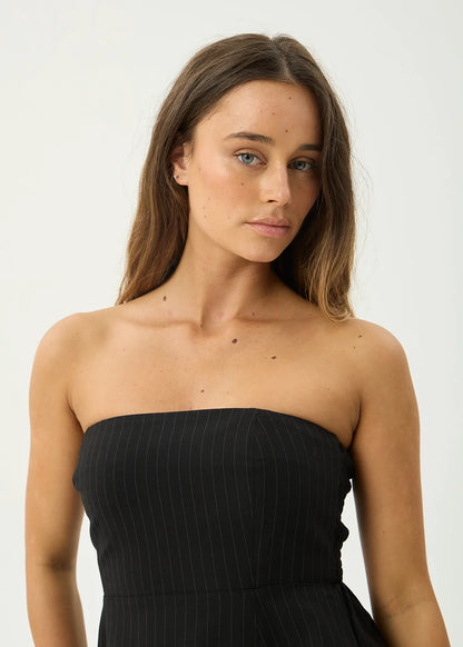 AFENDS Womens Lilo - Pinstripe Strapless Top - Black
