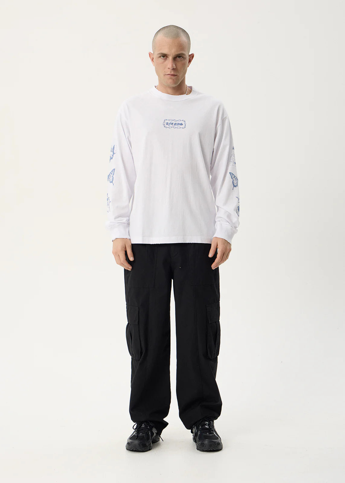 AFENDS Mens Spiritual - Boxy Long Sleeve Tee - White