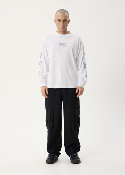 AFENDS Mens Spiritual - Boxy Long Sleeve Tee - White