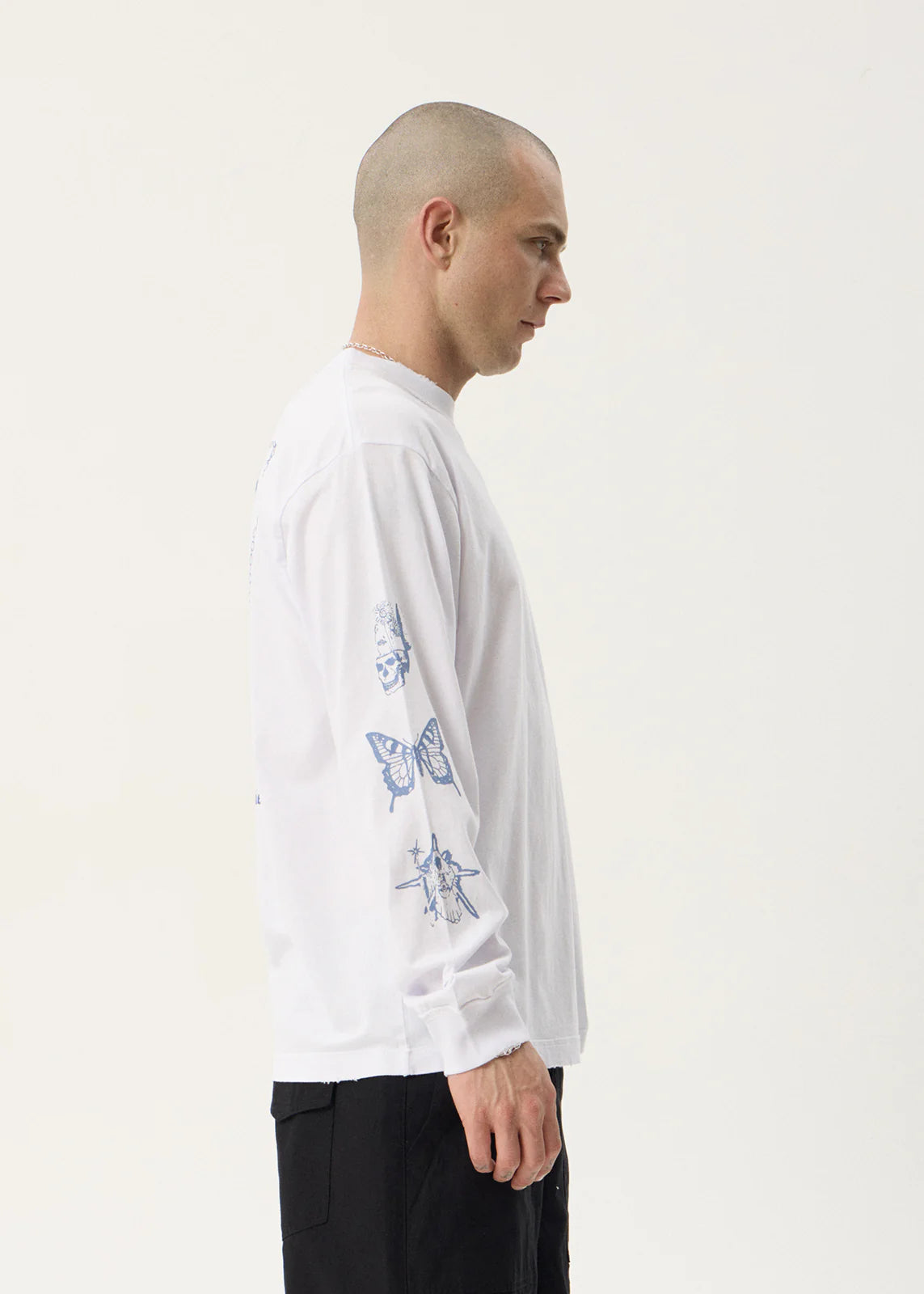 AFENDS Mens Spiritual - Boxy Long Sleeve Tee - White