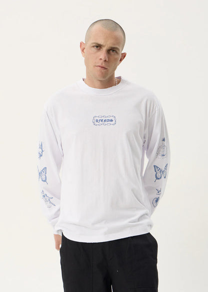 AFENDS Mens Spiritual - Boxy Long Sleeve Tee - White