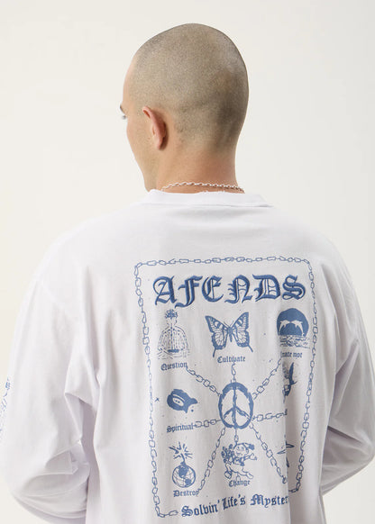 AFENDS Mens Spiritual - Boxy Long Sleeve Tee - White