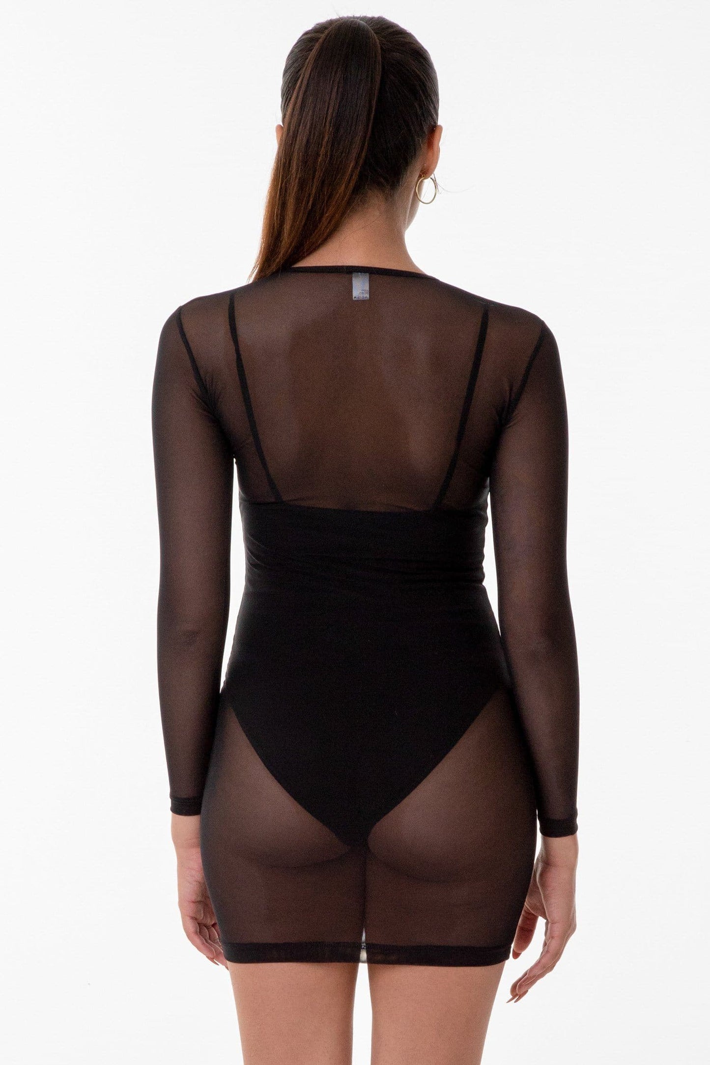 RNS310 - Micro Mesh Long Sleeve Mini Dress