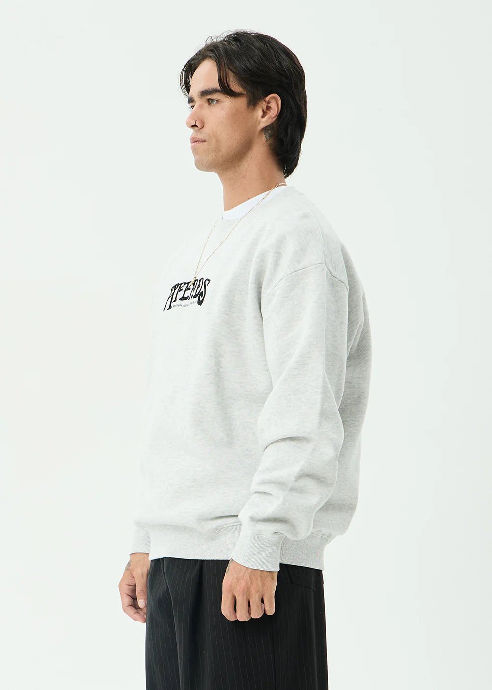 AFENDS Mens Perception - Crew Neck - Grey Marle
